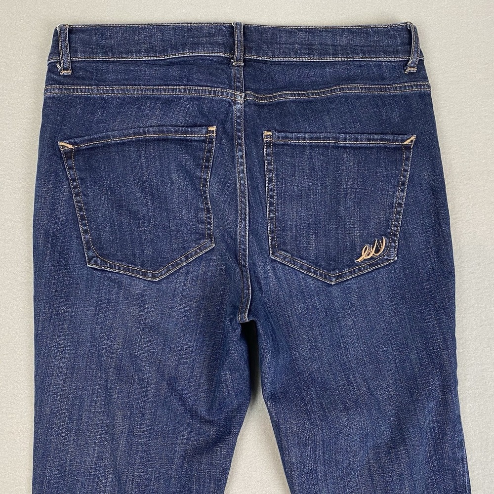 Express Bell Crop High Rise Dark Wash Flared Jeans Womens 10 Blue - Picture 4 of 8